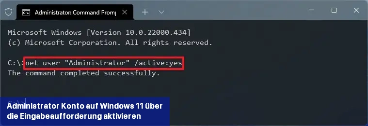 Befehl zum Aktivieren des Administrator-Kontos unter Windows 11