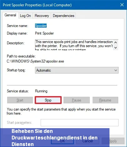 Druckwarteschlangen anhalten in Windows 10