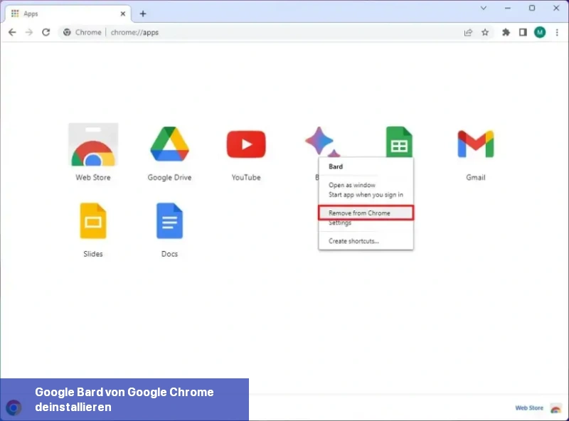 Google Bard aus Chrome entfernen