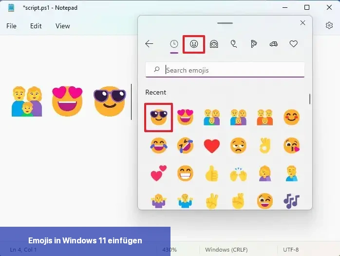 Windows 11 Emoji einfügen