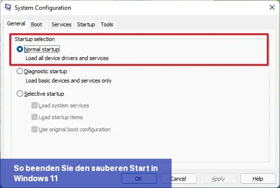 Windows 11 Normaler Systemstart