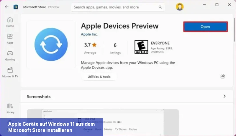 Windows 11 install Apple Devices app
