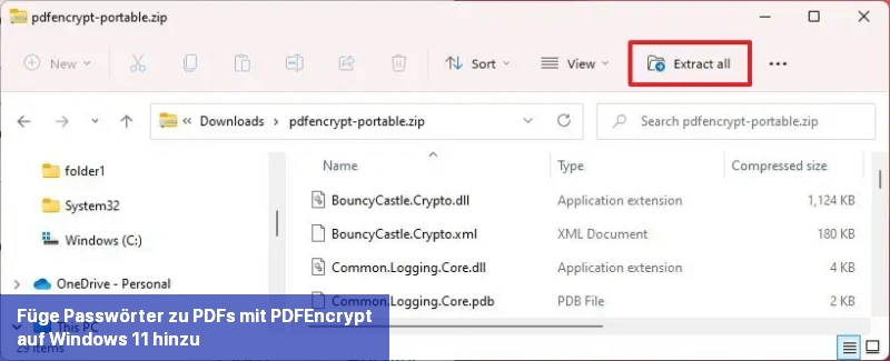 Zip-Ordner extrahieren mit Datei-Explorer